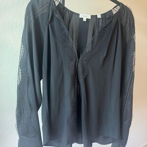 A.L.C. Black Sheer Lace Women's Blouse